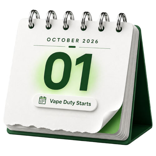 1 October 2026 vape duty starts calendar
